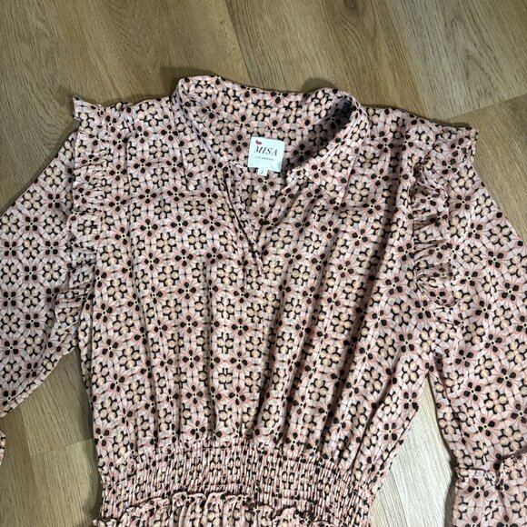 MISA Los Angeles Pamelina Dress L large Warm Winter Tile tiered maxi pink - Picture 7 of 11